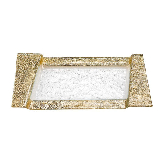 13" Clear And Gold Glass Snack Or Vanity Tray HomeRoots