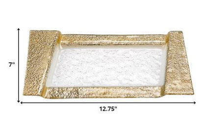 13" Clear And Gold Glass Snack Or Vanity Tray HomeRoots