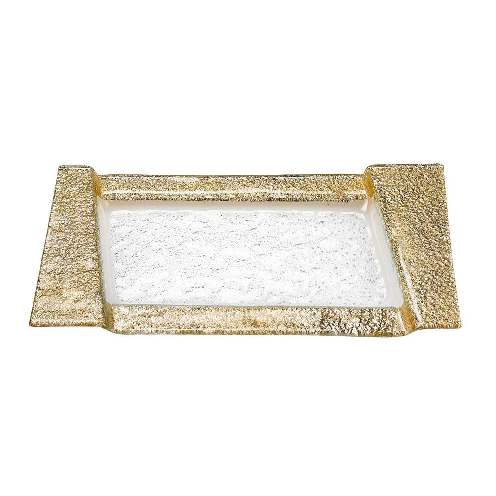 13" Clear And Gold Glass Snack Or Vanity Tray HomeRoots