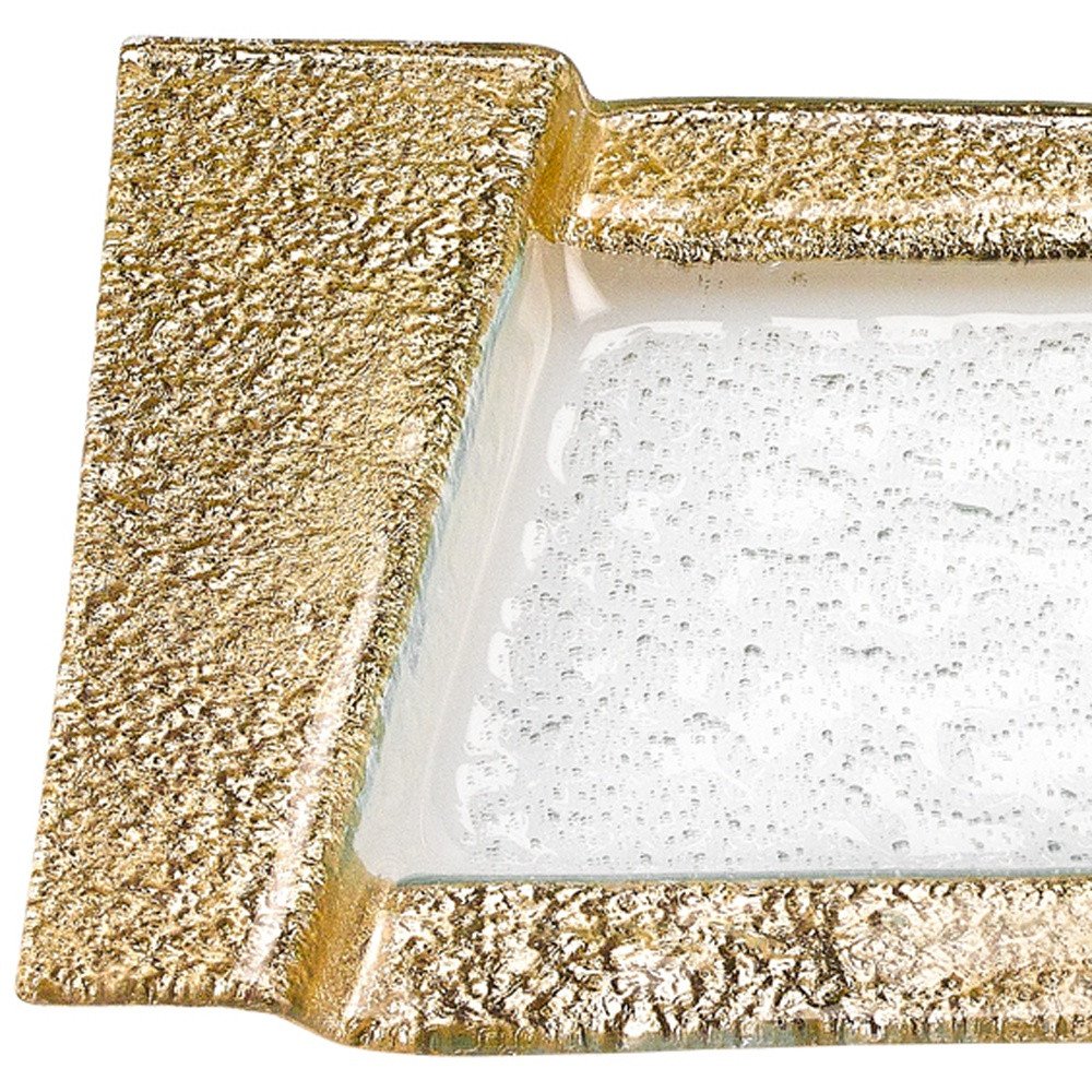 13" Clear And Gold Glass Snack Or Vanity Tray HomeRoots