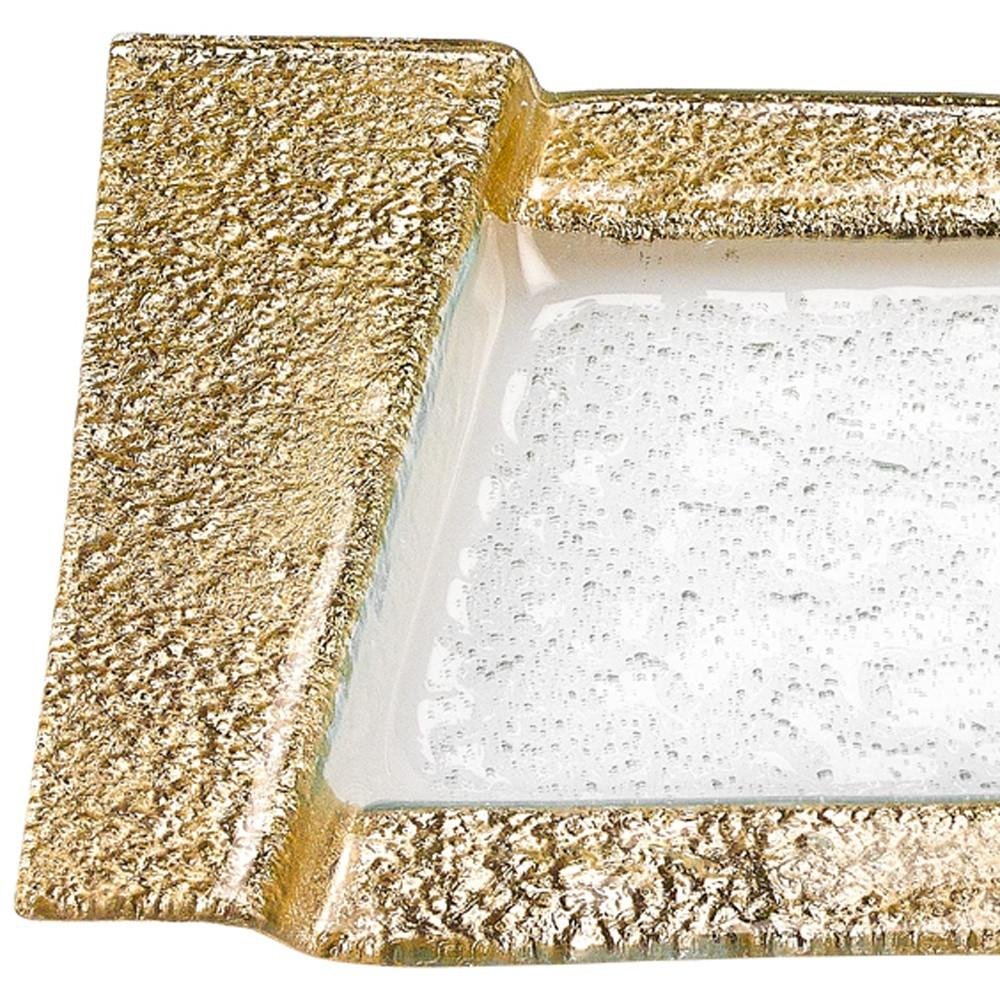 13" Clear And Gold Glass Snack Or Vanity Tray HomeRoots