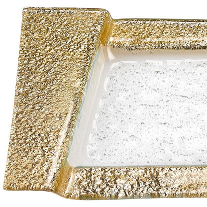 13" Clear And Gold Glass Snack Or Vanity Tray HomeRoots
