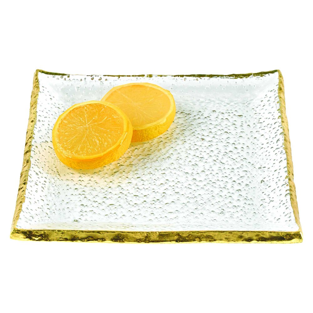 7 Glass Set Of 4 Square Edge Gold Plates HomeRoots
