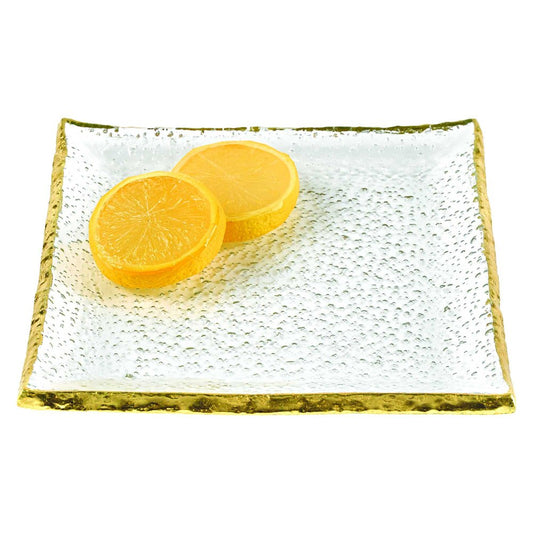 7 Glass Set Of 4 Square Edge Gold Plates HomeRoots