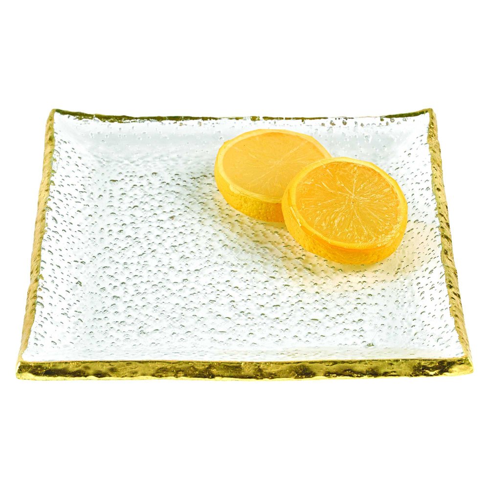 7 Glass Set Of 4 Square Edge Gold Plates HomeRoots