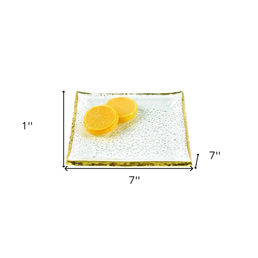 7 Glass Set Of 4 Square Edge Gold Plates HomeRoots