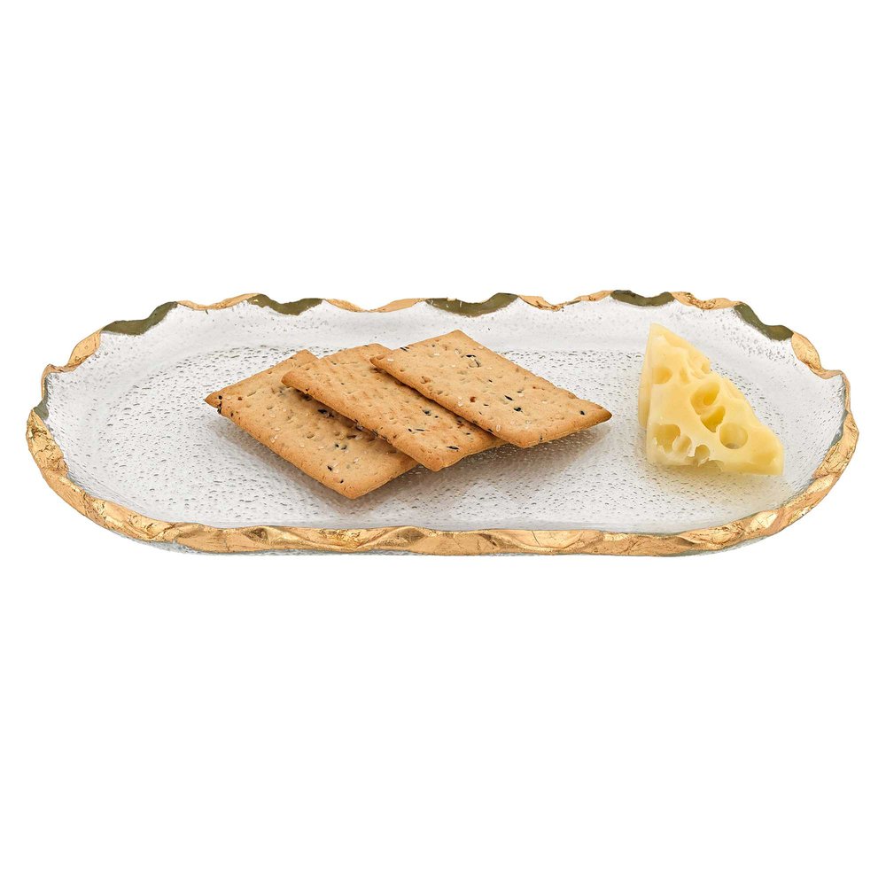 14 Glass Oval Edge Gold Leaf Platter HomeRoots