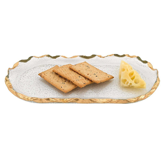 14 Glass Oval Edge Gold Leaf Platter HomeRoots