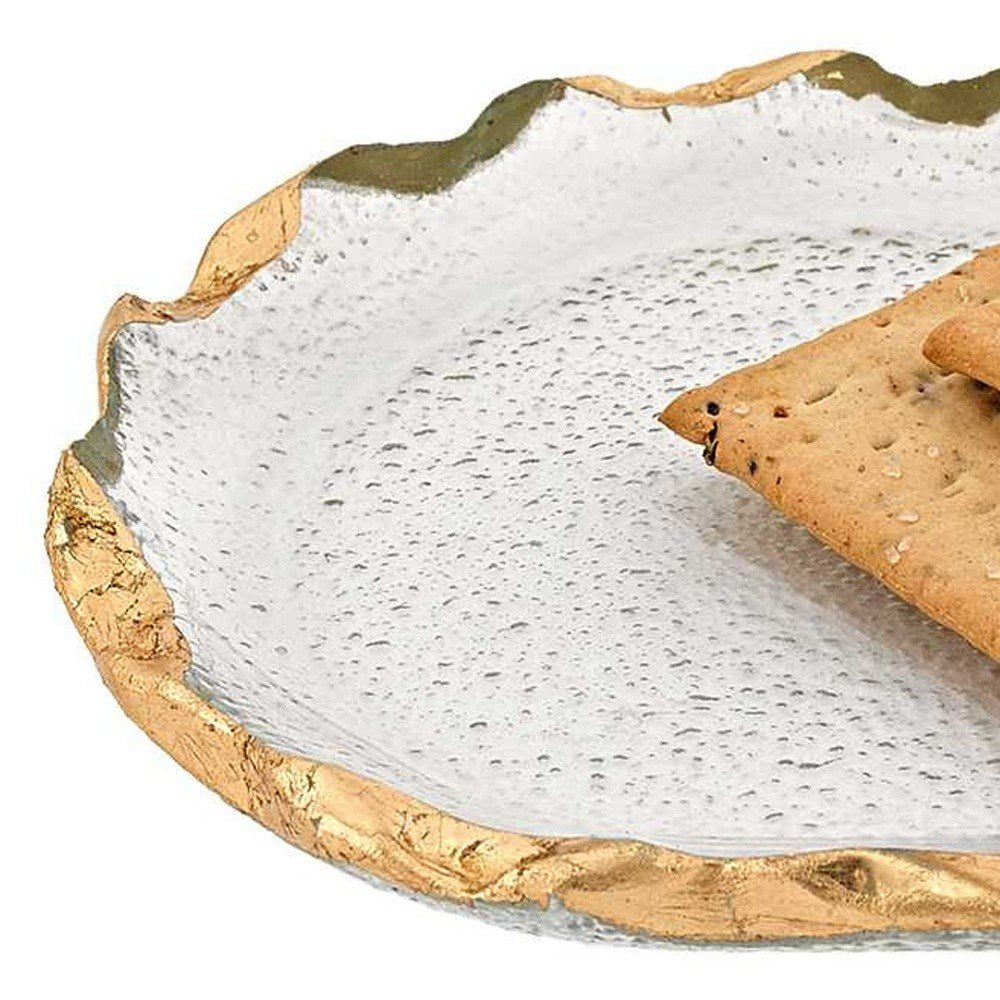 14 Glass Oval Edge Gold Leaf Platter HomeRoots