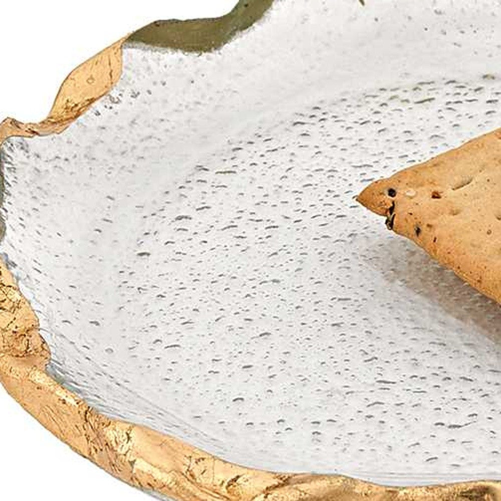 14 Glass Oval Edge Gold Leaf Platter