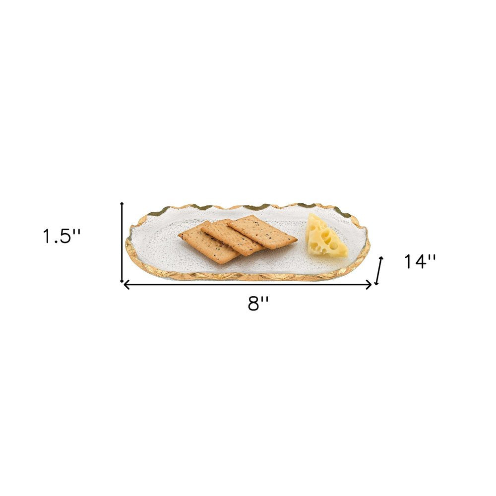 14 Glass Oval Edge Gold Leaf Platter HomeRoots