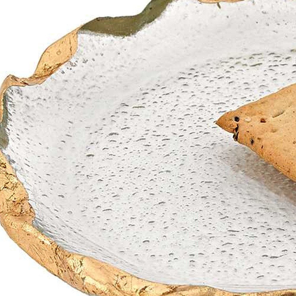 14 Glass Oval Edge Gold Leaf Platter HomeRoots