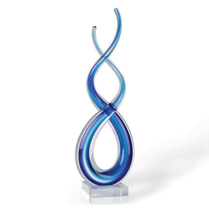 20" Clear and Blue Murano Glass Modern Abstract Tabletop Sculpture HomeRoots