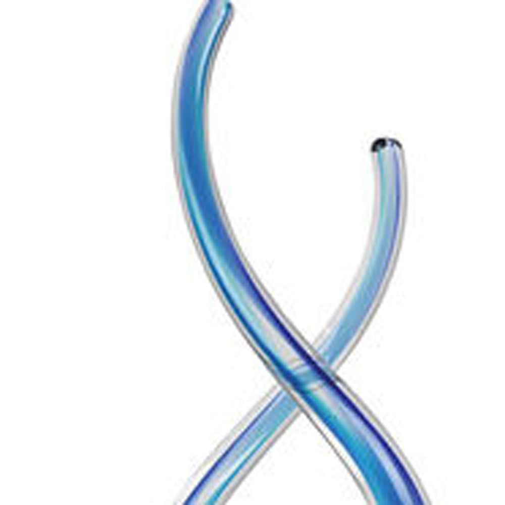 20" Clear and Blue Murano Glass Modern Abstract Tabletop Sculpture