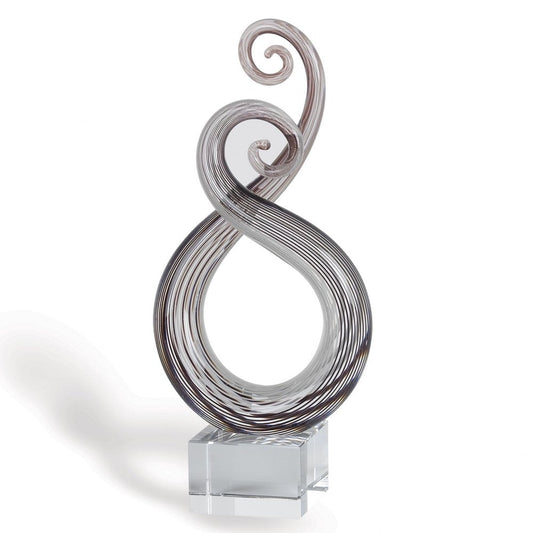 11" Clear and Brown Murano Glass Modern Abstract Tabletop Sculpture HomeRoots