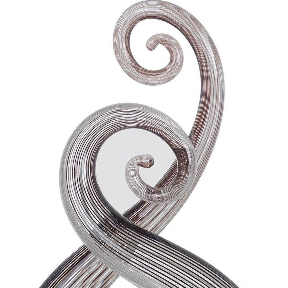 11" Clear and Brown Murano Glass Modern Abstract Tabletop Sculpture HomeRoots