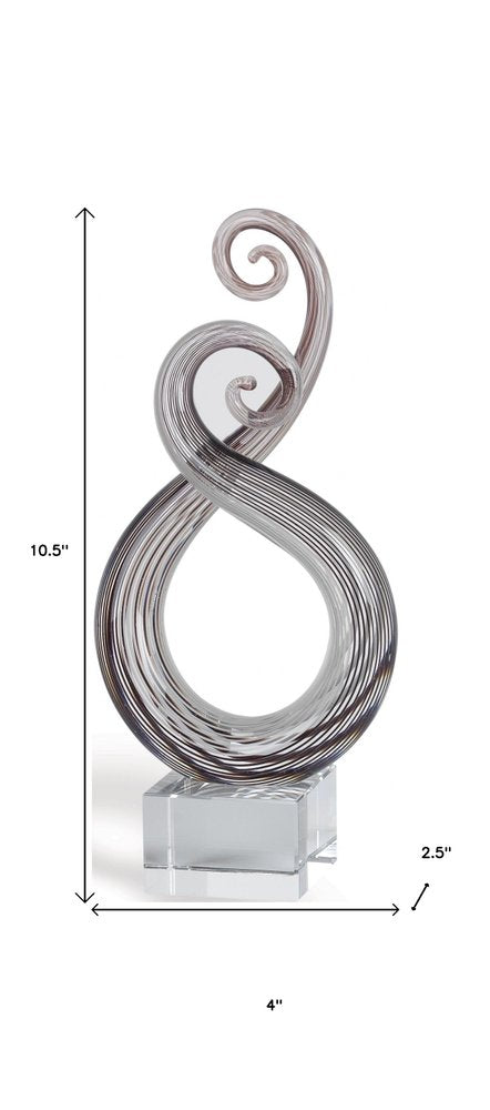 11" Clear and Brown Murano Glass Modern Abstract Tabletop Sculpture HomeRoots