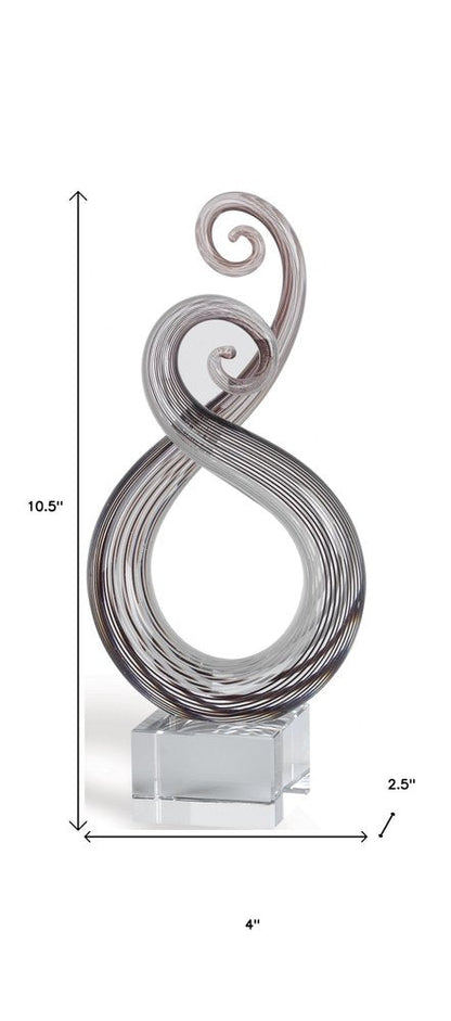 11" Clear and Brown Murano Glass Modern Abstract Tabletop Sculpture HomeRoots