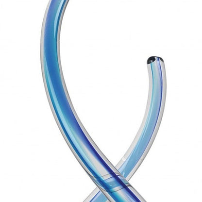 14" Clear and Blue Murano Glass Modern Abstract Tabletop Sculpture HomeRoots