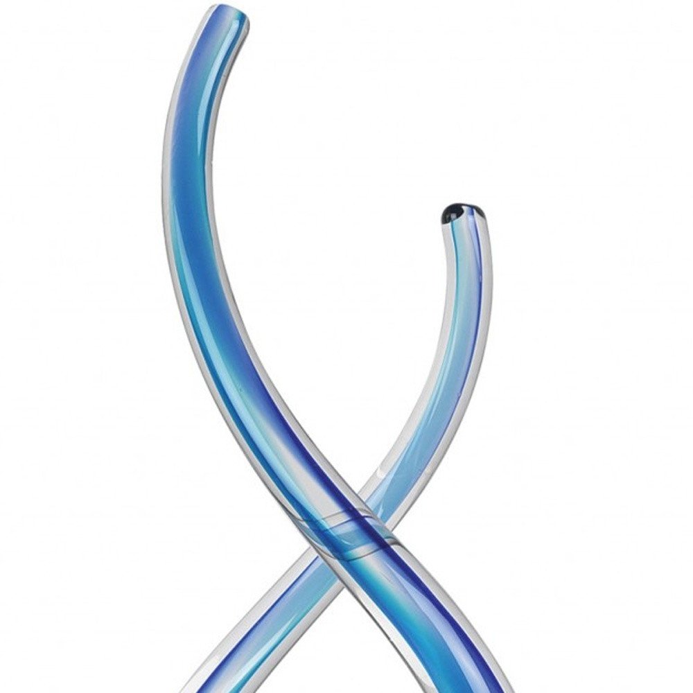 11" Clear and Blue Murano Glass Modern Abstract Tabletop Sculpture HomeRoots