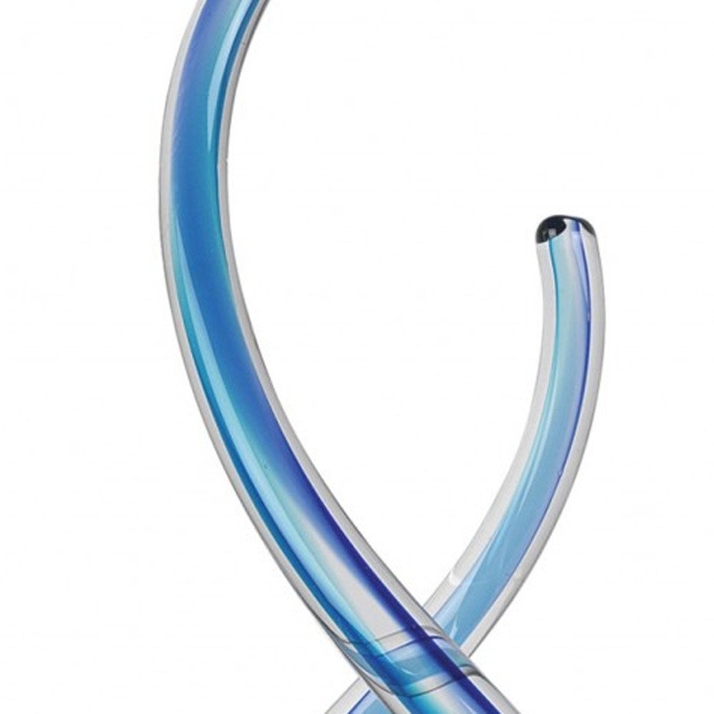 11" Clear and Blue Murano Glass Modern Abstract Tabletop Sculpture HomeRoots