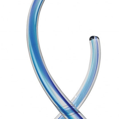 11" Clear and Blue Murano Glass Modern Abstract Tabletop Sculpture HomeRoots
