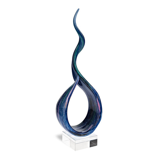 19" Blue and Green Murano Glass Modern Abstract Tabletop Sculpture HomeRoots
