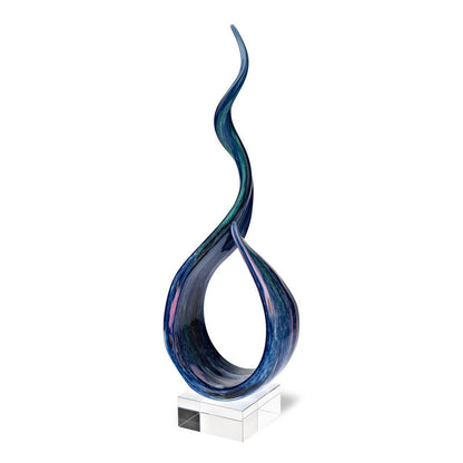 19" Blue and Green Murano Glass Modern Abstract Tabletop Sculpture HomeRoots