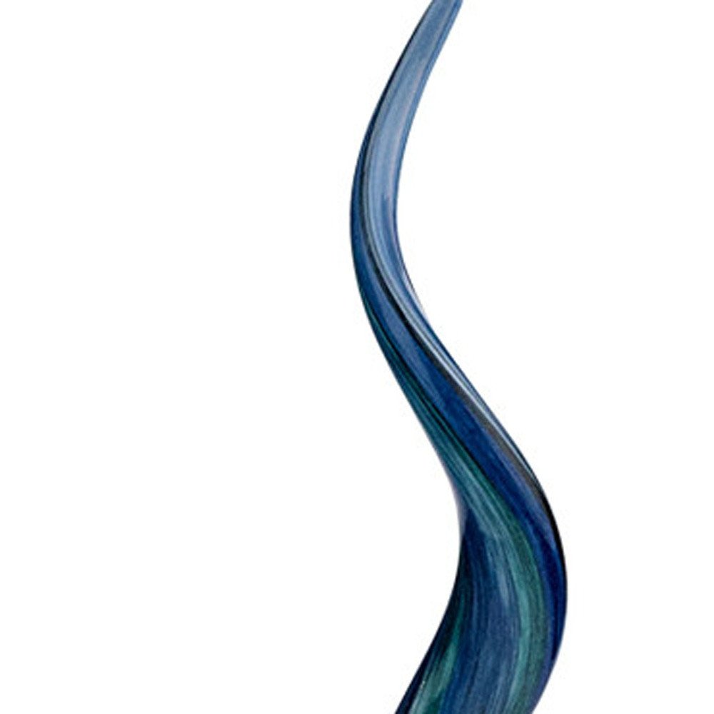 19" Blue and Green Murano Glass Modern Abstract Tabletop Sculpture HomeRoots