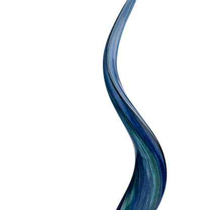 19" Blue and Green Murano Glass Modern Abstract Tabletop Sculpture HomeRoots