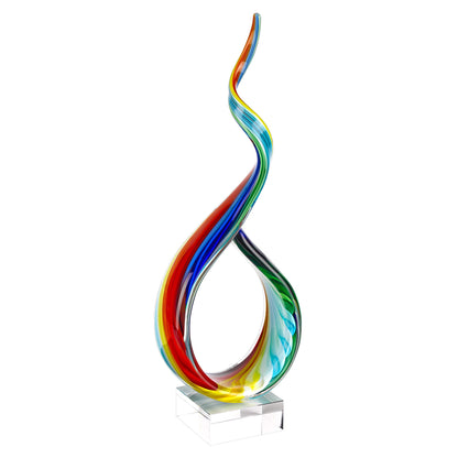 19" Rainbow Murano Glass Modern Abstract Tabletop Sculpture HomeRoots