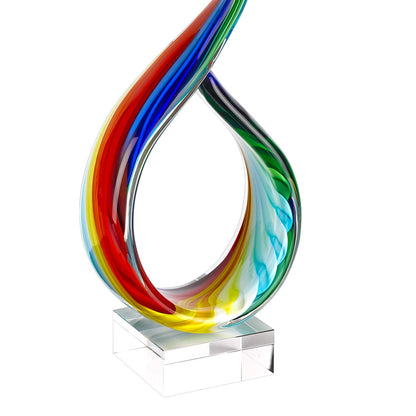 19" Rainbow Murano Glass Modern Abstract Tabletop Sculpture HomeRoots