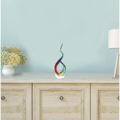 19" Rainbow Murano Glass Modern Abstract Tabletop Sculpture HomeRoots