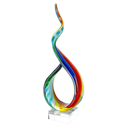 19" Rainbow Murano Glass Modern Abstract Tabletop Sculpture HomeRoots
