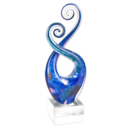 12" Blue and Green Murano Glass Modern Abstract Tabletop Sculpture HomeRoots