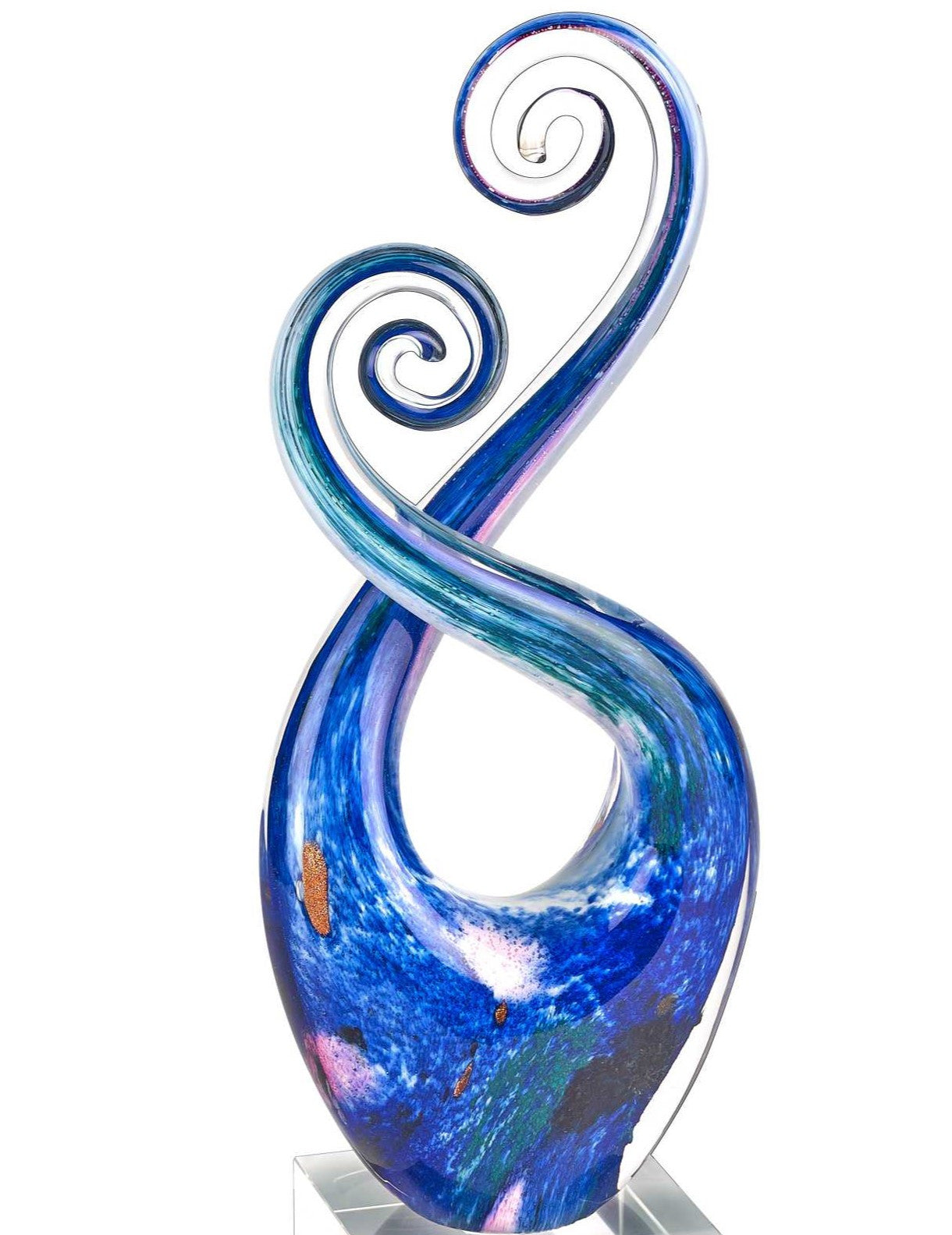 12" Blue and Green Murano Glass Modern Abstract Tabletop Sculpture HomeRoots