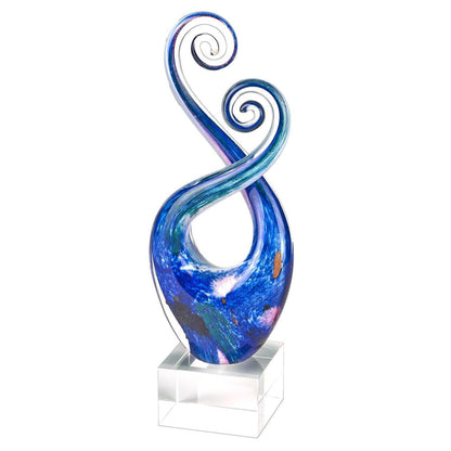 12" Blue and Green Murano Glass Modern Abstract Tabletop Sculpture HomeRoots