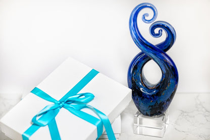 12" Blue and Green Murano Glass Modern Abstract Tabletop Sculpture HomeRoots
