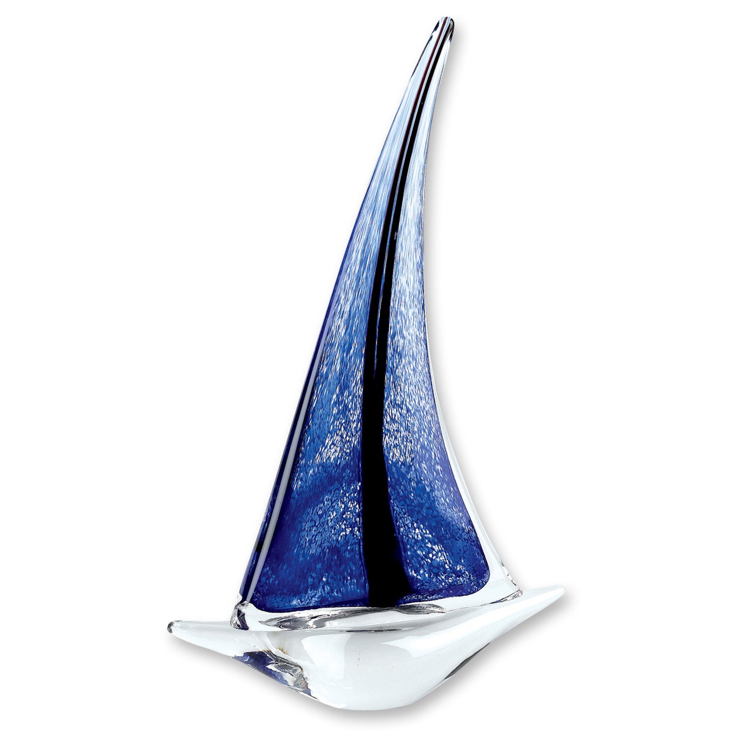 9" Clear and Blue Murano Glass Modern Abstract Tabletop Sculpture