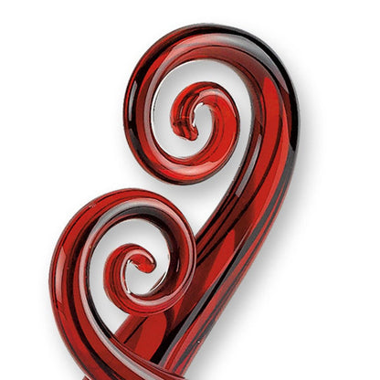 13" Clear Burgundy and Black Murano Glass Modern Abstract Tabletop Sculpture HomeRoots