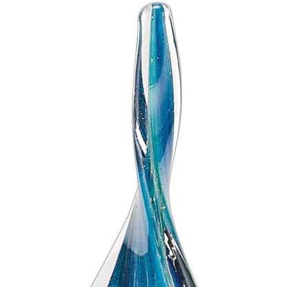 18" Blue and Green Murano Glass Modern Abstract Tabletop Sculpture HomeRoots