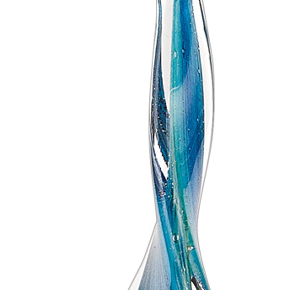 18" Blue and Green Murano Glass Modern Abstract Tabletop Sculpture HomeRoots