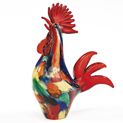 11" Red Murano Glass Rooster Figurine Tabletop Sculpture HomeRoots