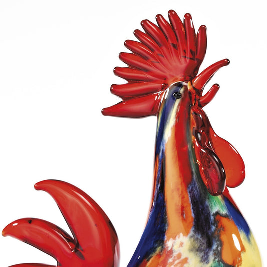 11" Red Murano Glass Rooster Figurine Tabletop Sculpture HomeRoots
