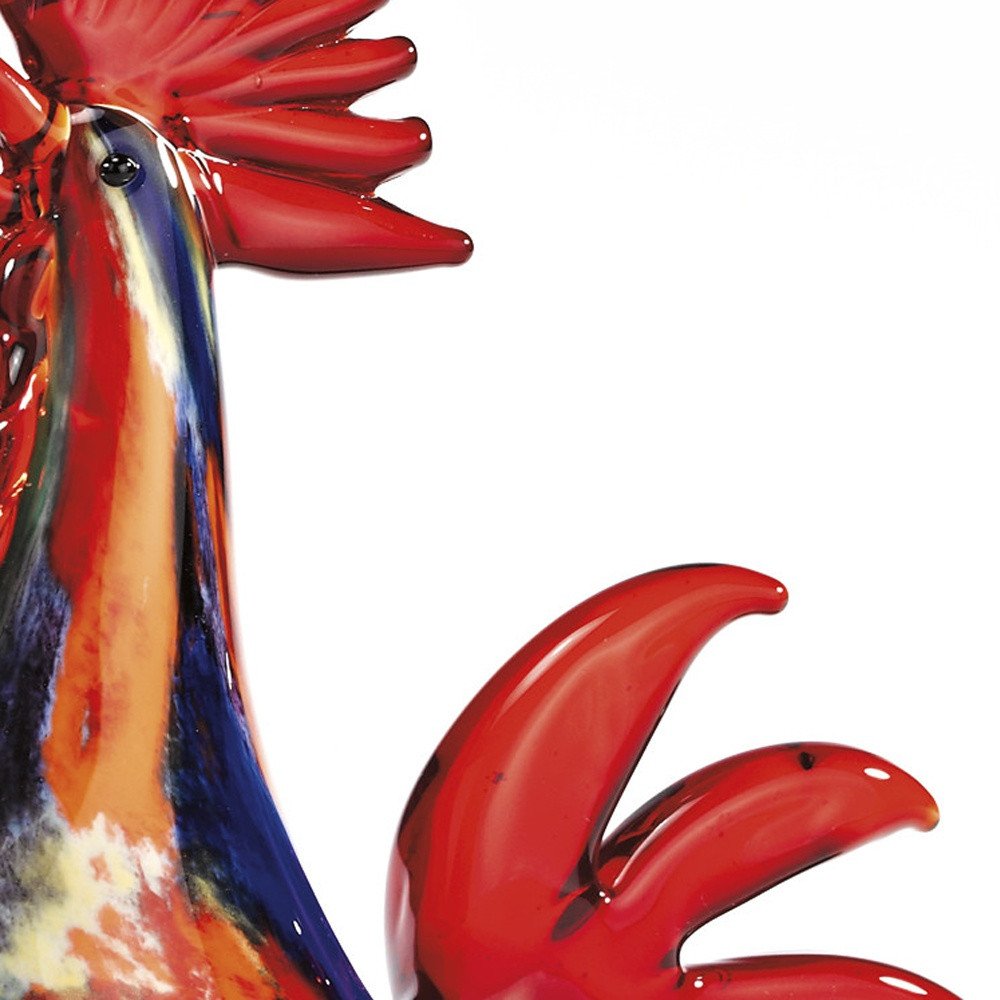 11" Red Murano Glass Rooster Figurine Tabletop Sculpture HomeRoots