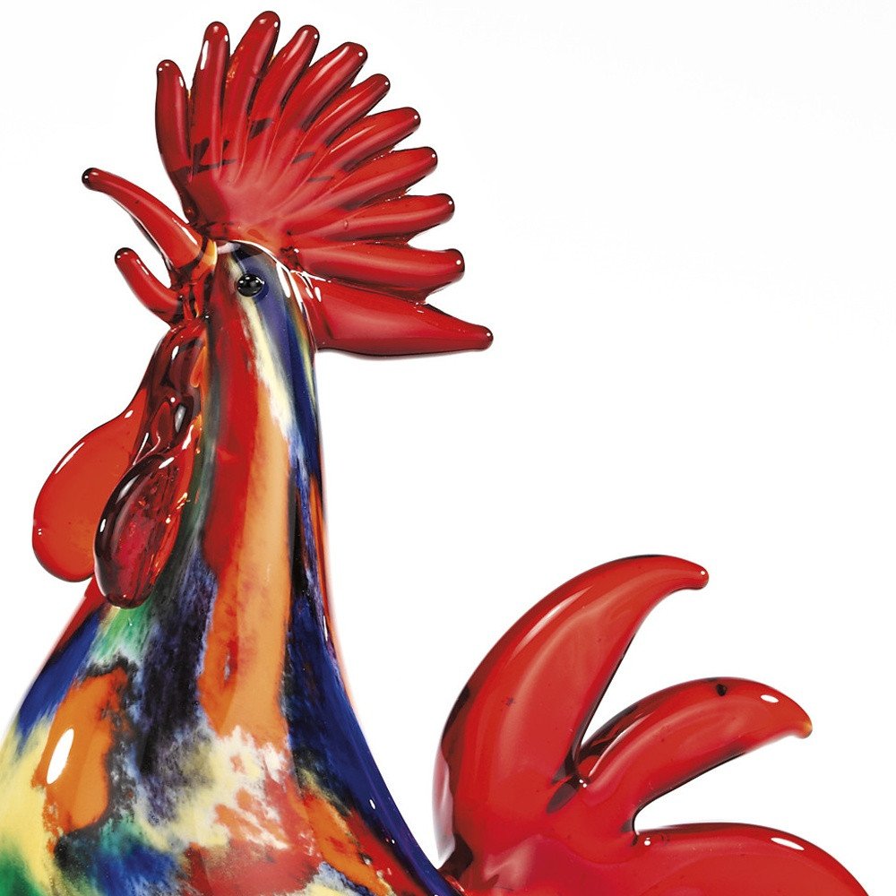 11" Red Murano Glass Rooster Figurine Tabletop Sculpture HomeRoots