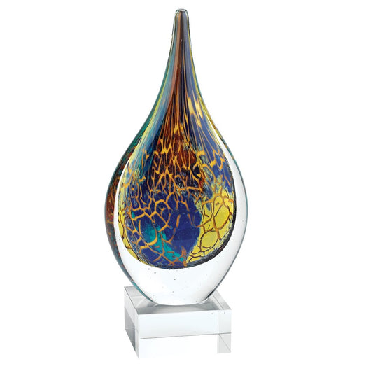 12" Blue and Yellow Murano Glass Modern Abstract Tabletop Sculpture HomeRoots