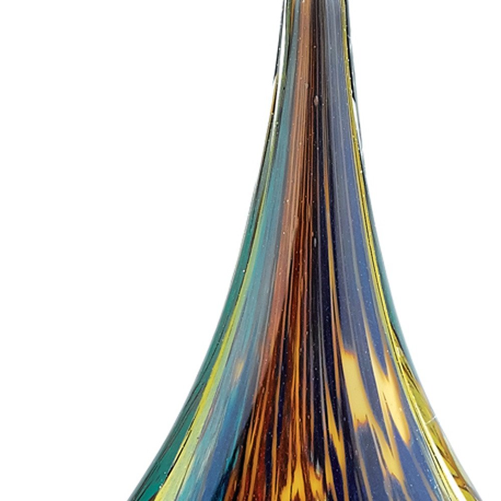 12" Blue and Yellow Murano Glass Modern Abstract Tabletop Sculpture HomeRoots