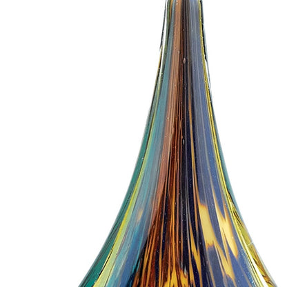 12" Blue and Yellow Murano Glass Modern Abstract Tabletop Sculpture HomeRoots