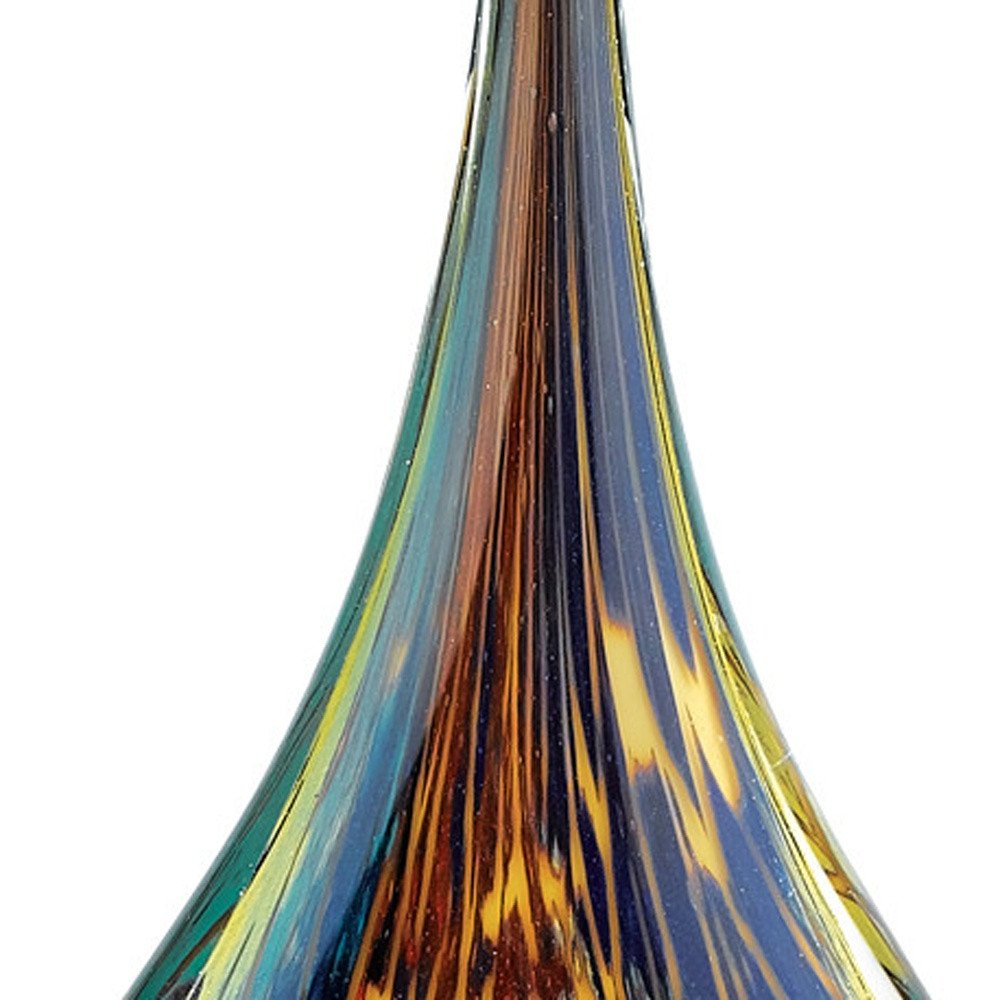 13" Blue and Yellow Murano Glass Modern Abstract Tabletop Sculpture HomeRoots